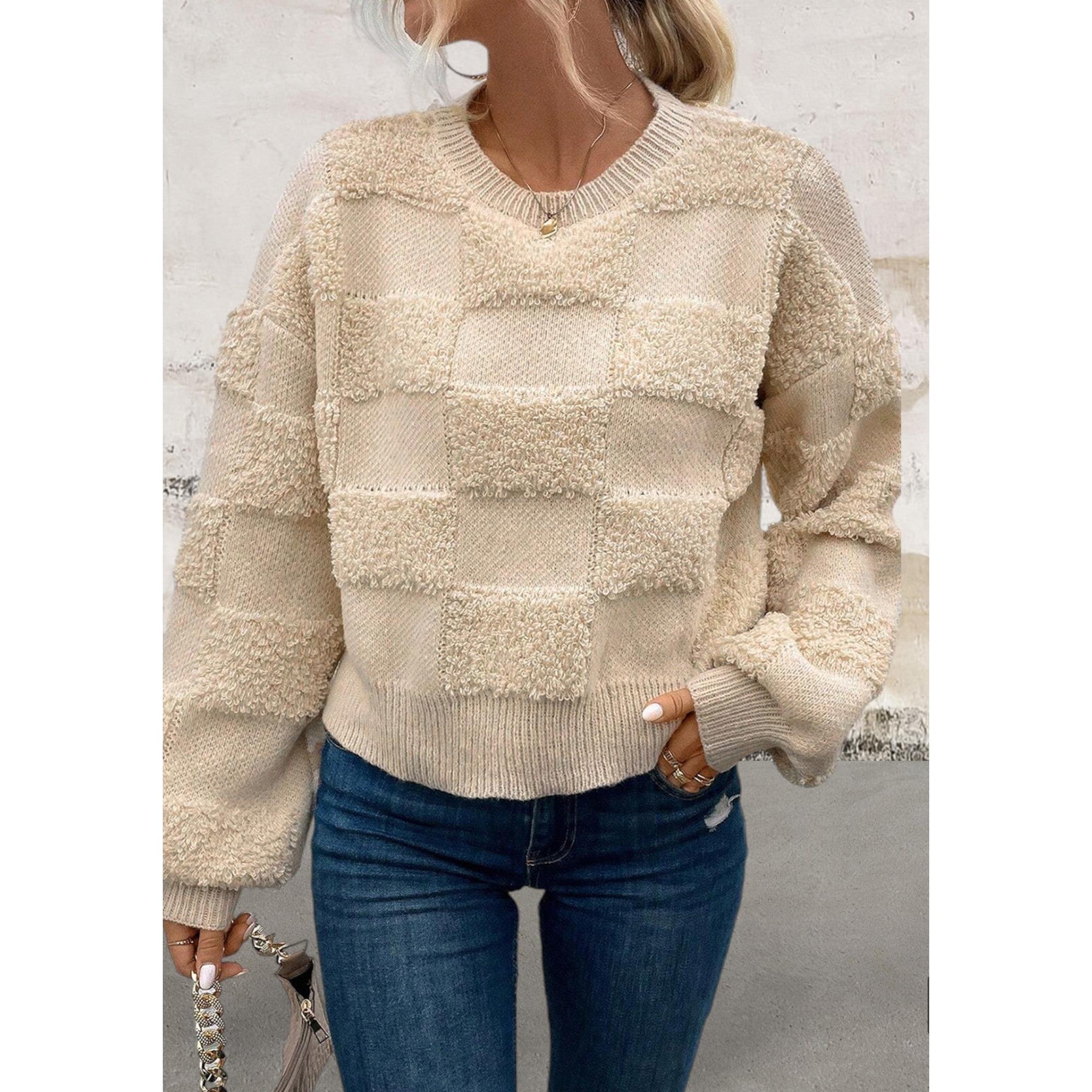  Crew Neck Loose Long Sleeve Sweater