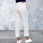 Womens white high rise straight leg jean