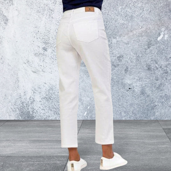Womens white high rise straight leg jean