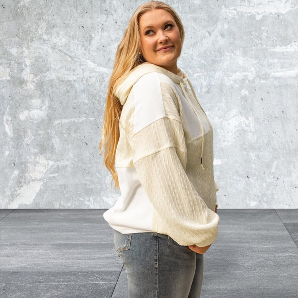 Plus Size Patchwork Long Sleeve Hoodie