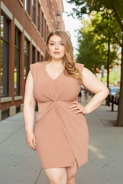 Sleeveless Plus Size Twist Front Mini Dress