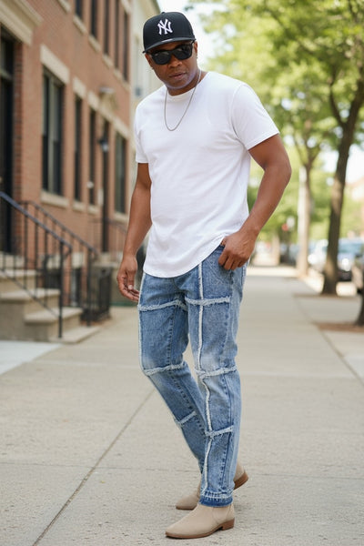 Mens straight leg baggy fit denim jeans