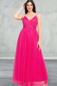 Women's Lightweight Breathable Glitter Straps Tulle Maxi Dress