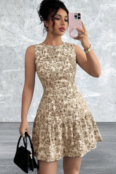 Floral Print Sleeveless Mini Dress