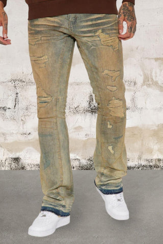 Men's Stacked Skinny Flared Fit Jeans