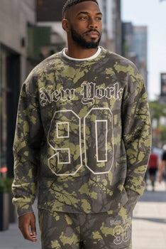 Men's Lang Sleeve Camo Crew Neck Sweatshirt