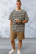 Men's Striped Round Neck Half Sleeve Top