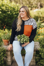 Plus Size Leopard Waffle Knit Top