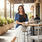 Women's Short Sleeve Round Neck Contrast print Top