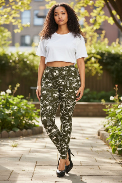 Skulls And Bones Graphic Printed Knit Legging