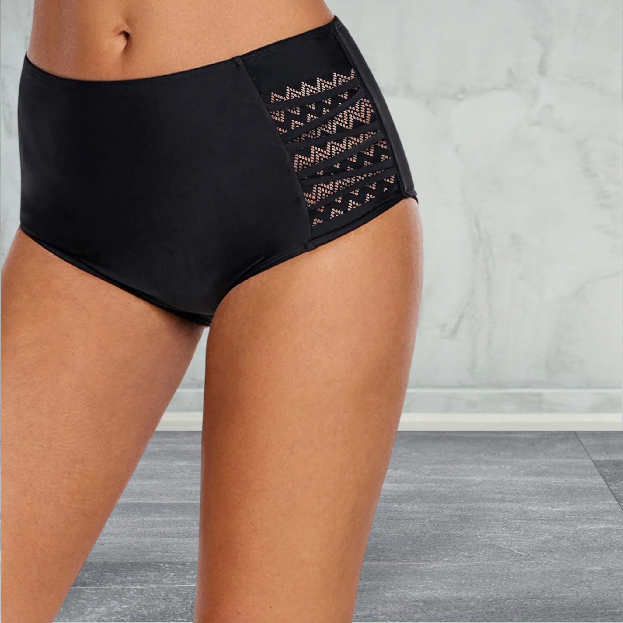 Plus Size Lace Detail Low Waist Swim Brief