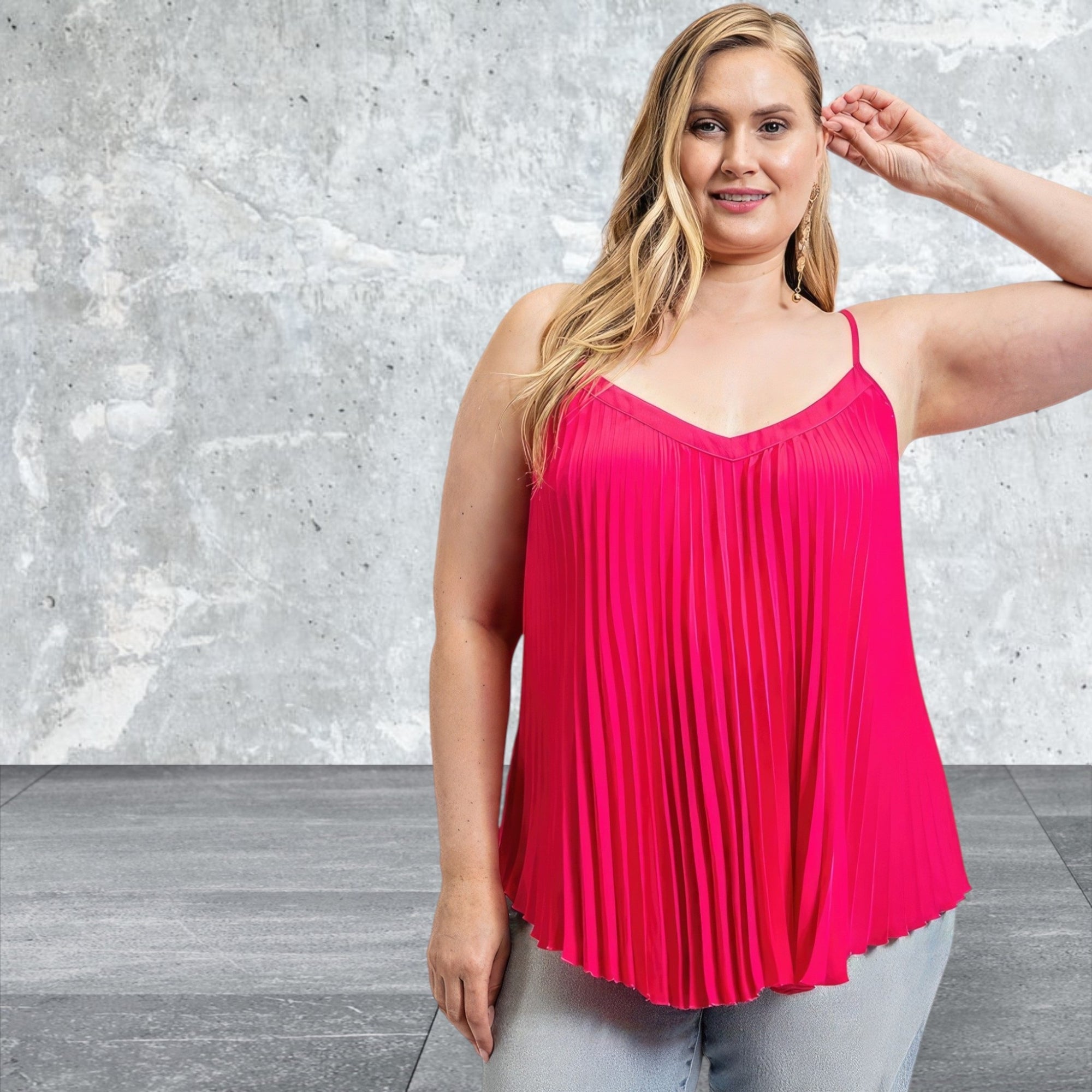 Women's Adjustable Strap Pleated Top