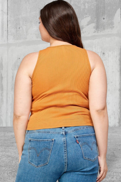 Plus Size Sleeveless Ruched Ribbed Top