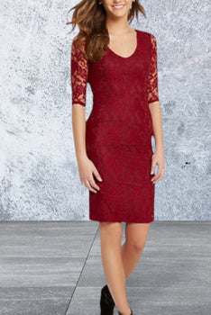 Juniors lace quarter sleeves bodycon dress