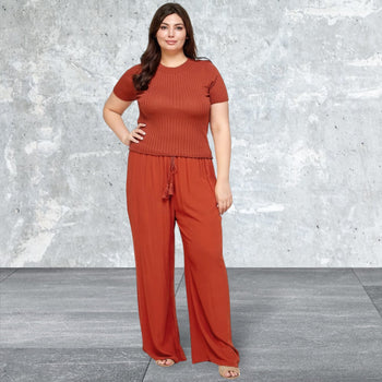 Plus Size Full Length Wide Leg Palazzo Pants