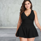 Plus Size One Piece V Neck Swimsuit