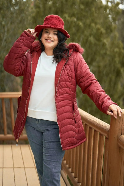 Plus Size Juniors Reversible Fur Double-sided Cotton Twill Parka & Puffer Jacket
