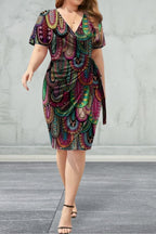 Short Sleeve Surplice  Dress