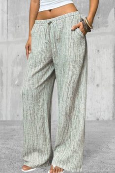 Women's Elastic Waist Pocket Drawstring Straight Leg Pants