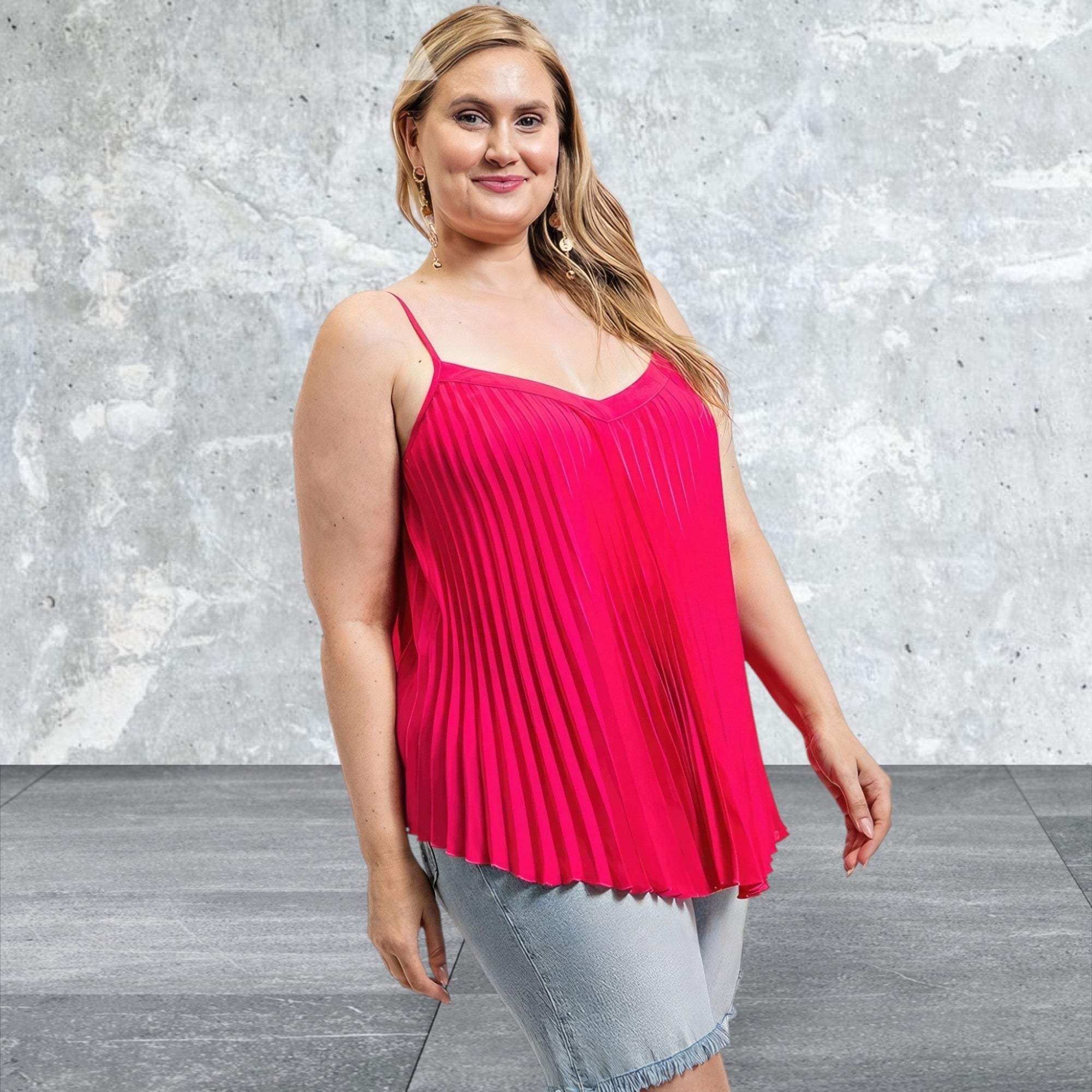 Women's Adjustable Strap Pleated Top