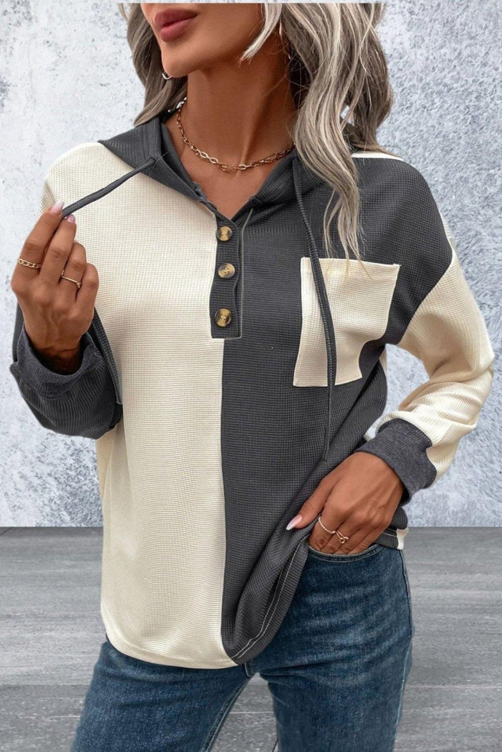 Women's Drop Shoulder Drawstring Hoodie