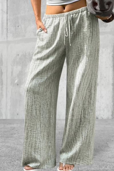 Women's Elastic Waist Pocket Drawstring Straight Leg Pants