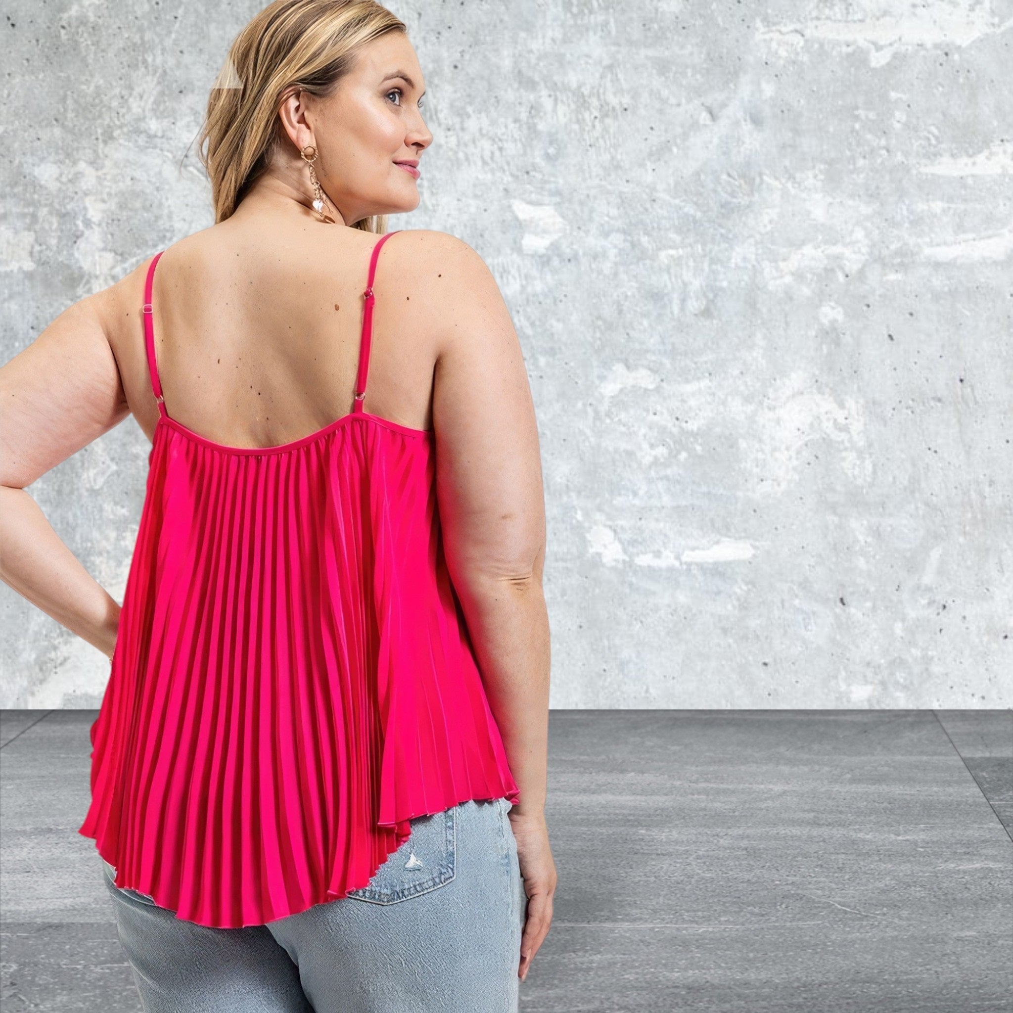Women's Adjustable Strap Pleated Top