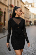 Long Sleeve Animal Print Mini Dress