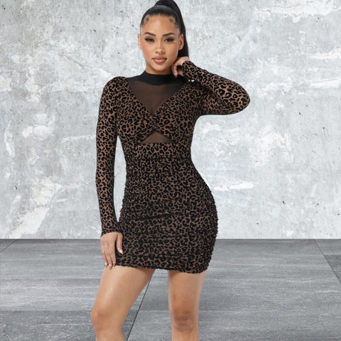 Long Sleeve Mock Neck Mini Dress