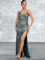 Sleeveless Side Slit Lace-up Maxi Dress