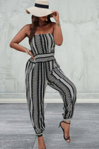 Plus Size Print Sleeveless Jumpsuit