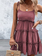 Spaghetti Strap Frill Tiered Summer Dress