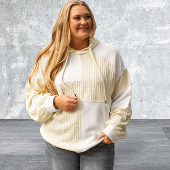 Plus Size Patchwork Long Sleeve Hoodie