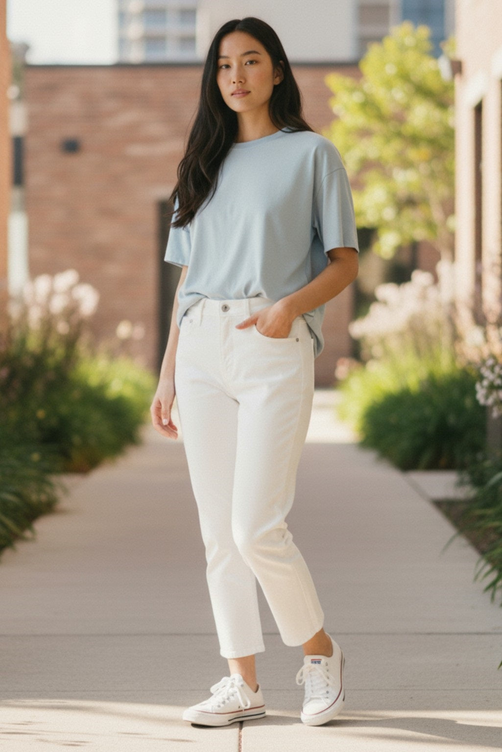 Womens white high rise straight leg jean