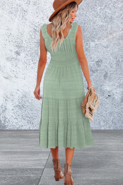 Sleeveless Square Neck Midi Dress