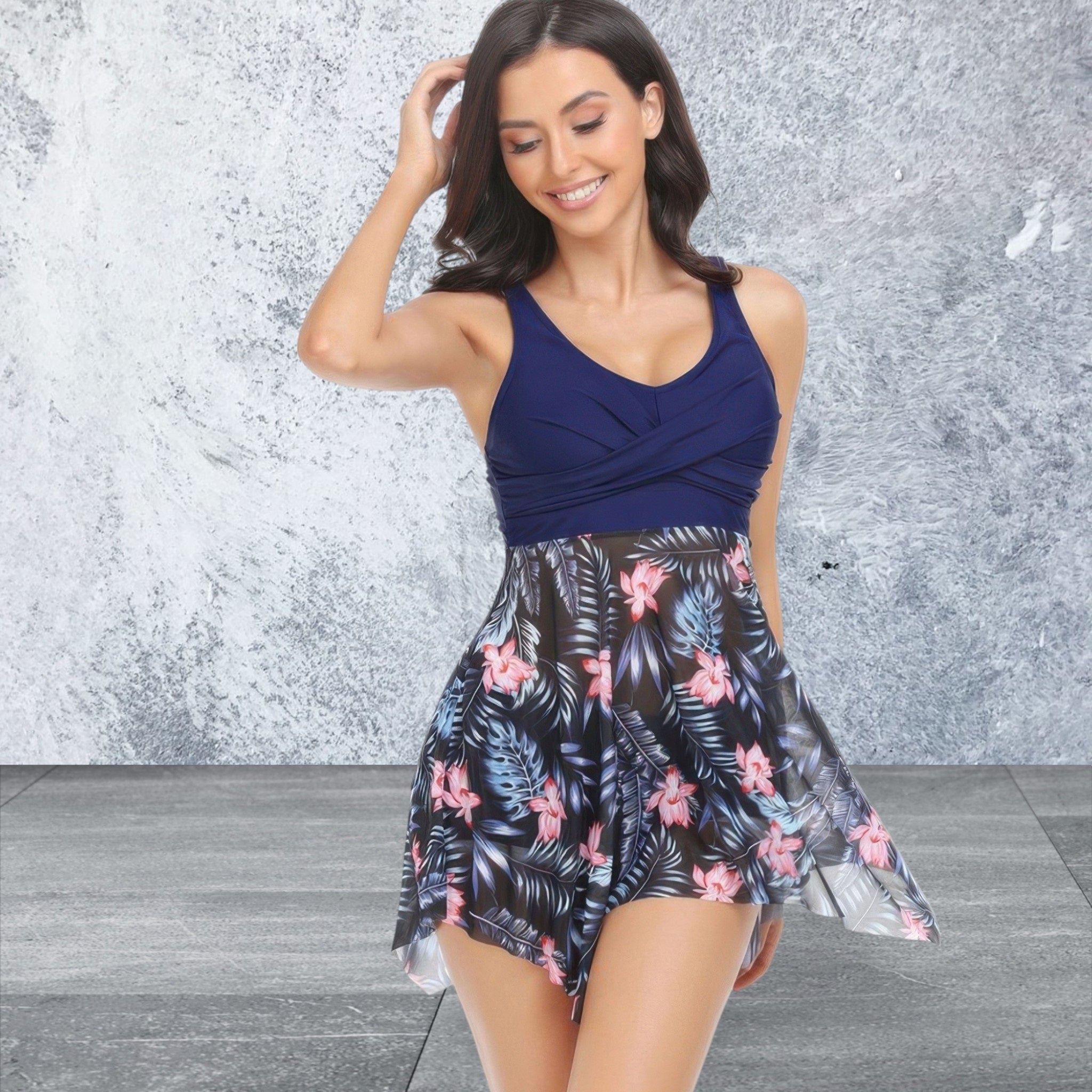 Print Cross Swimming Mesh High Waisted Bikini Set
