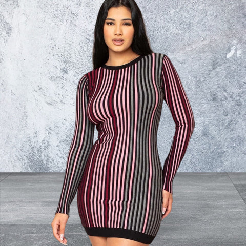 Longsleeve Multicolor Striped Dress