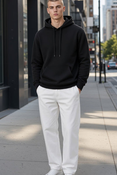 Men Black Pullover Hoodie