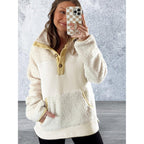 Long Sleeve Fleece Buttons Collar Sweatshirt