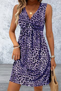 Sleeveless Leopard V-Neck Mini Dress