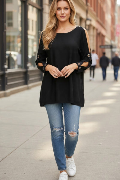 Lightweight Cable & Gauge Pullover Top