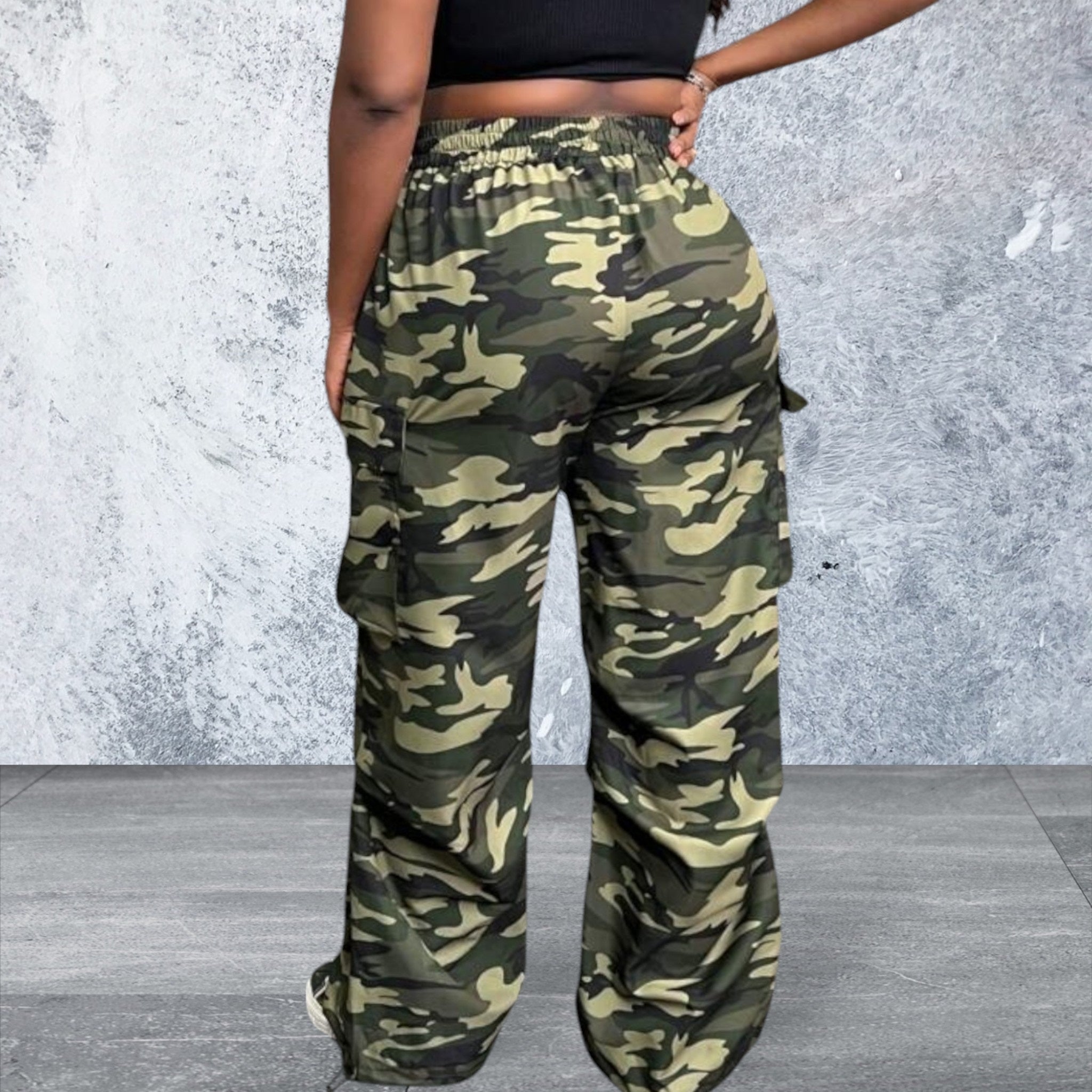 Plus Size Casual Camouflage Pants