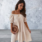 Ruffled Off-Shoulder Short Sleeve Dress