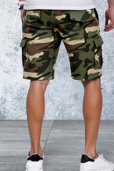 Men Flap Pocket Drawstring Waist Cargo Shorts