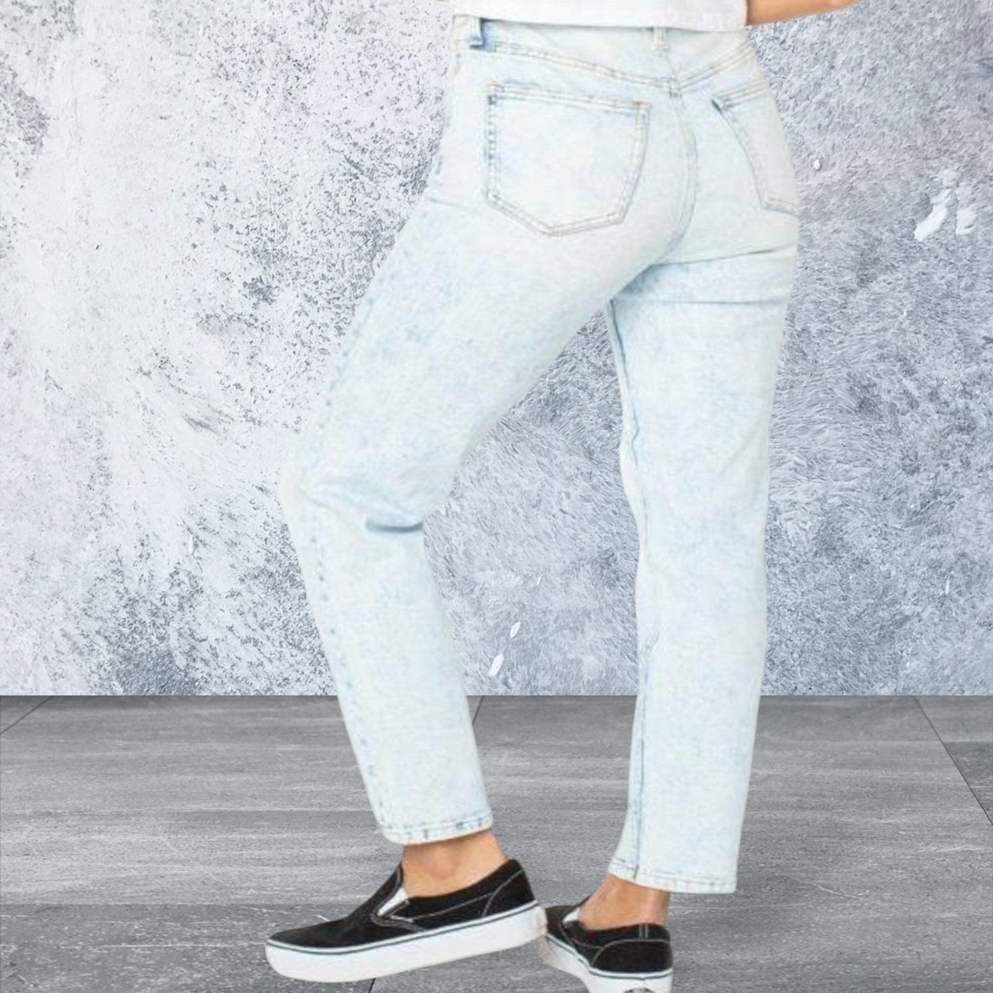 Women's junior high rise denim ripped jeans