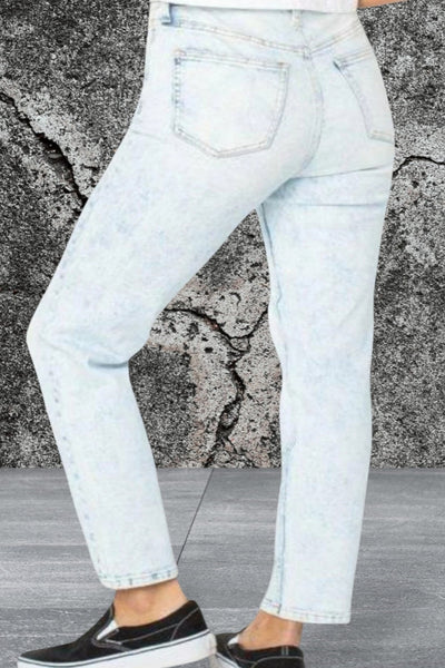 junior high rise denim ripped jeans