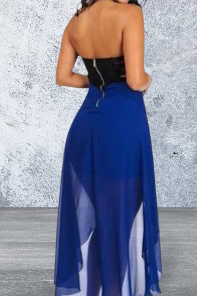 Strapless high low juniors chiffon dress