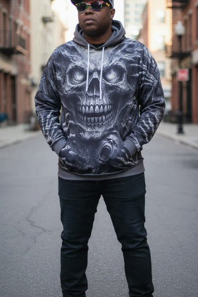Men's Long Sleeve Lightweight Polyester Skull Hoodie