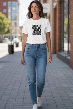 Womens Short Sleeve I Used To Care Graphic T-Shirt
