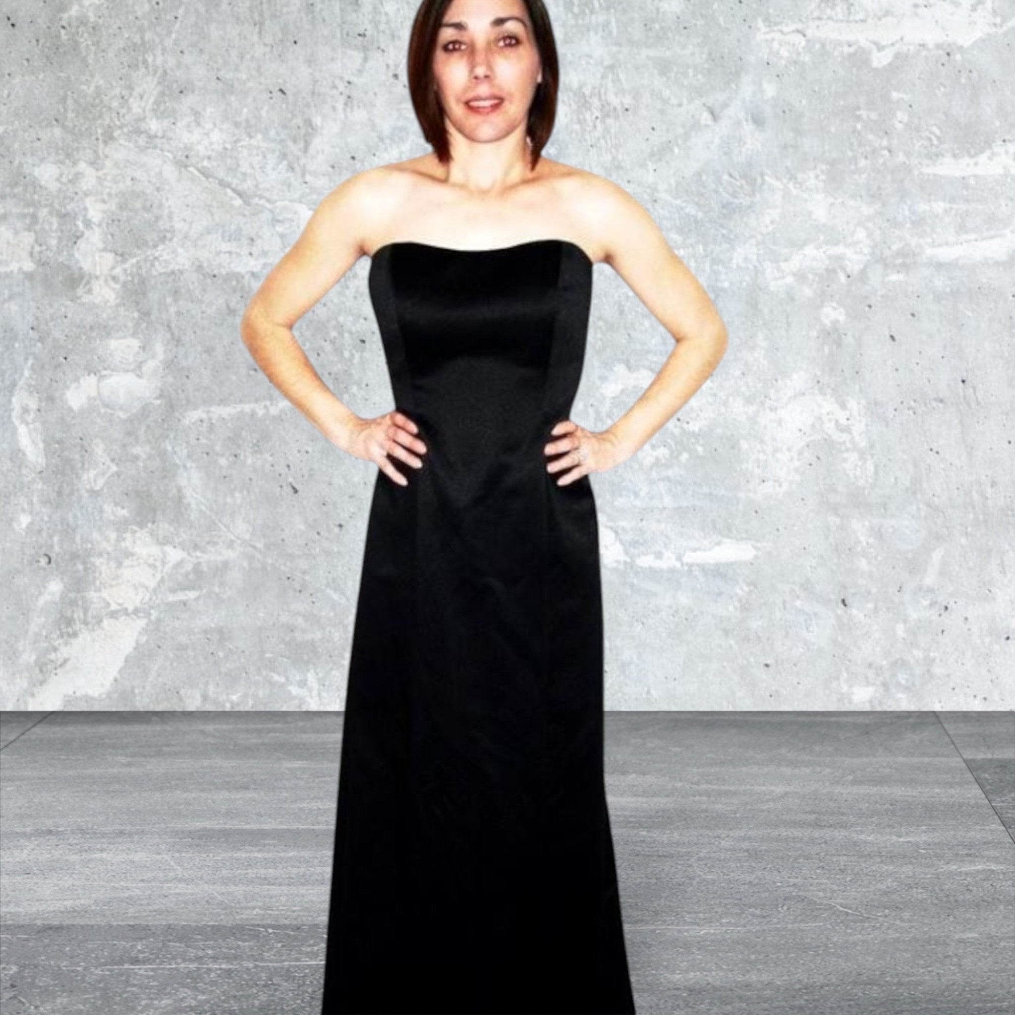 David's  Bridal black satin Formal dress